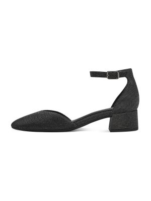 Полуотворени обувки с ток с отворена пета Marco Tozzi черно