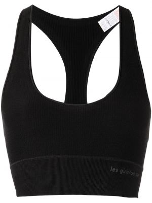 Crop top for jenter Les Girls Les Boys svart