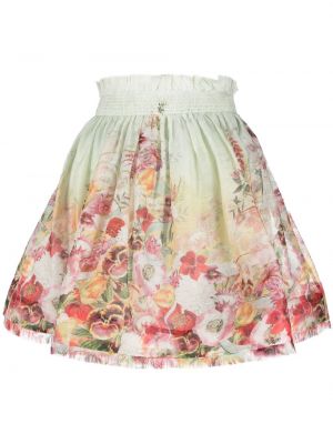 Květinové hedvábné rozšířená sukně Zimmermann - béžová