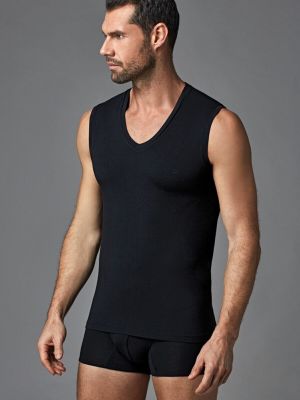 Αμάνικη μπλούζα με λαιμόκοψη v από μοντάλ Dagi μαύρο