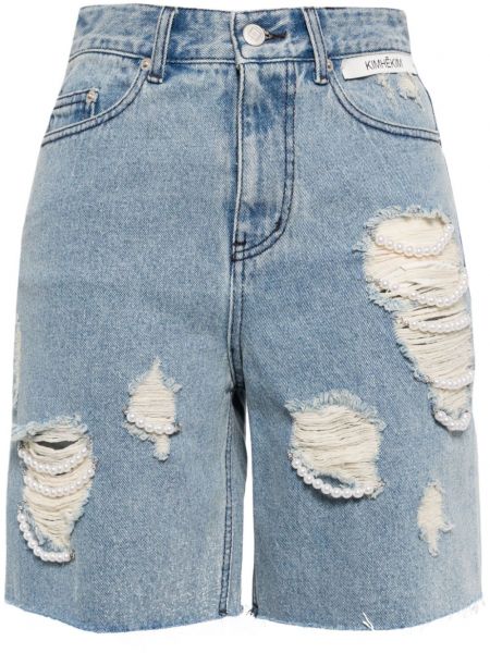 Shorts en jean avec perles Kimhekim