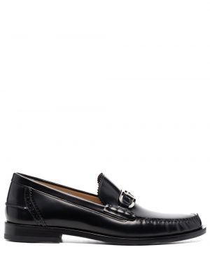 Skinn loafers Fendi svart