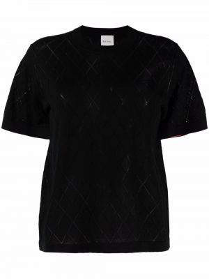 Camiseta de manga larga de punto manga larga calado Paul Smith negro