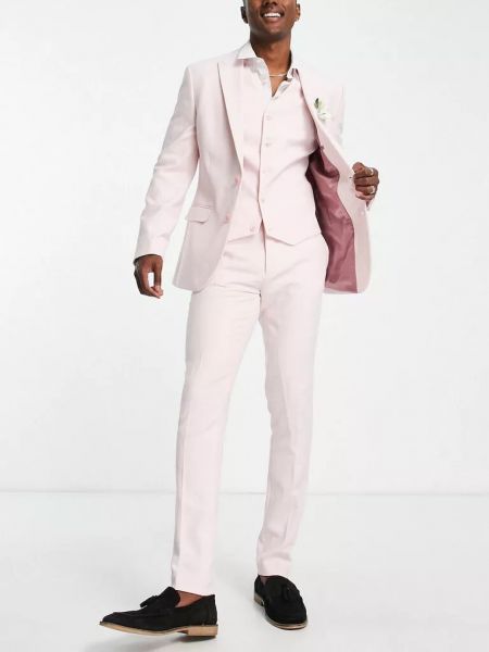 Свадебные льняные брюки Asos розовые