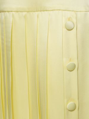Pliszírozott selyem szatén midi szoknya Alessandra Rich sárga