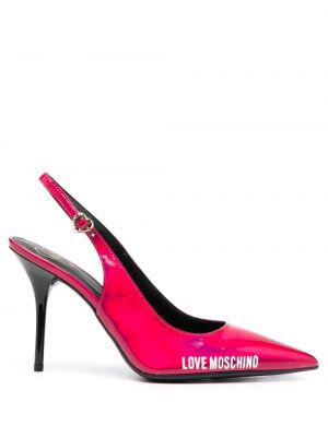 Полуотворени обувки с принт Love Moschino розово