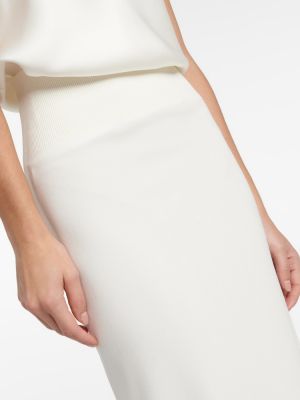 Pletená dlhá sukňa s vysokým pásom Victoria Beckham biela