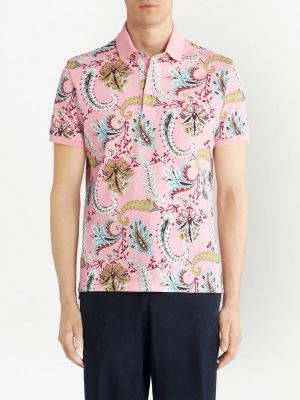 Kokvilnas polo krekls ar apdruku ar lāsīšu rakstu Etro rozā