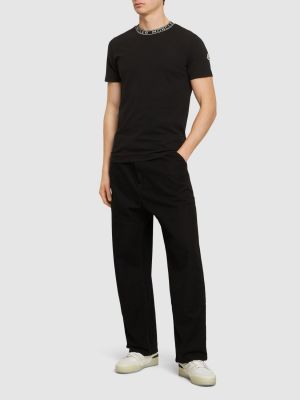 Βαμβακερή μπλούζα από ζέρσεϋ Moncler μαύρο