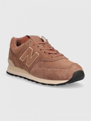 Замшеві кросівки New Balance 574 коричневі
