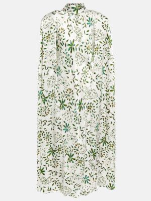 Květinové hedvábné saténové dlouhé šaty Rodarte