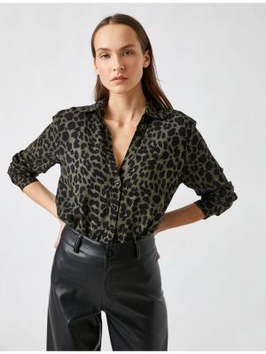 Marškiniai leopardinė v formos iškirpte ilgomis rankovėmis Koton
