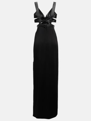 Kožené dlouhé šaty Alaã¯a čierna