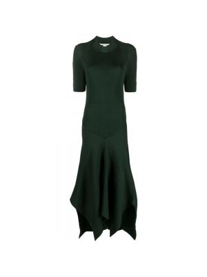 Dzianinowa sukienka długa asymetryczna Stella Mccartney zielona