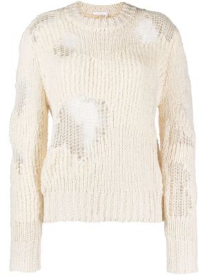 Chunky пуловер с протрити краища Chloé бяло