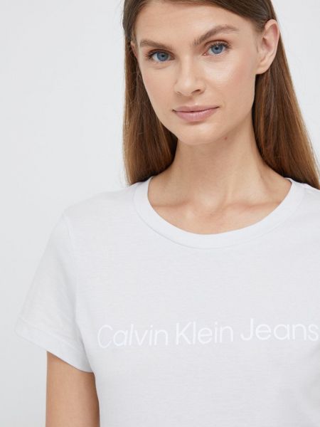 Памучна тениска Calvin Klein Jeans сиво