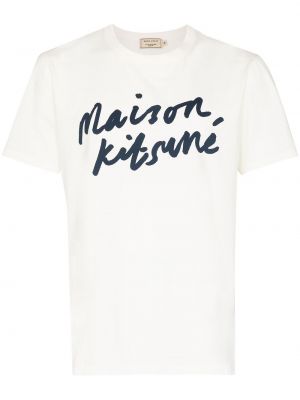 Тениска с принт Maison Kitsuné бяло