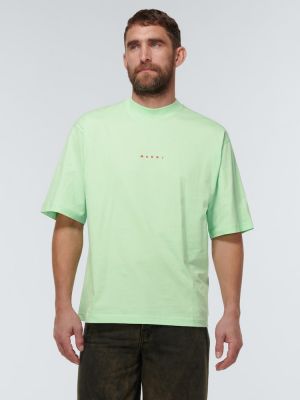 Bavlněné tričko jersey Marni zelené