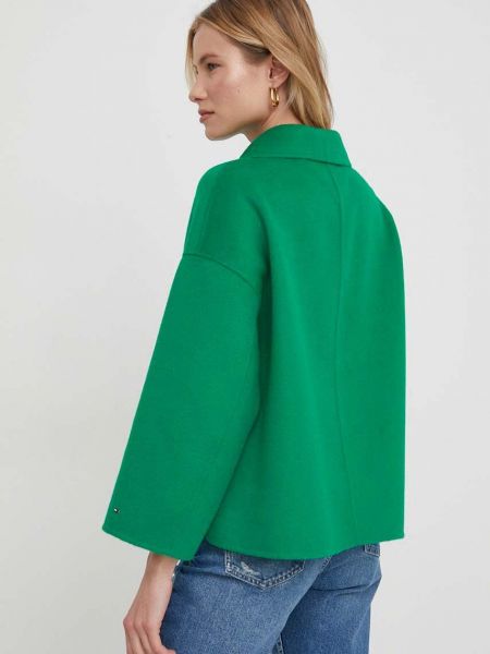Oversized vlněná bunda Tommy Hilfiger zelená