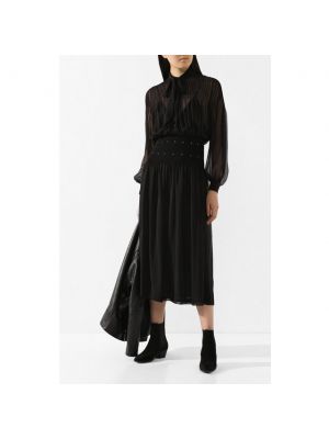 Шелковое платье с воротником Saint Laurent черное
