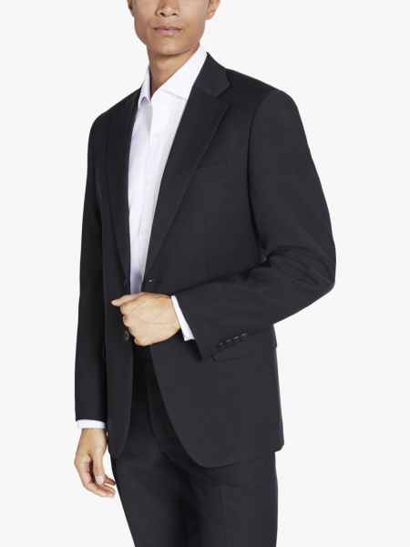 Шерстяной приталенный костюмный пиджак Moss черный
