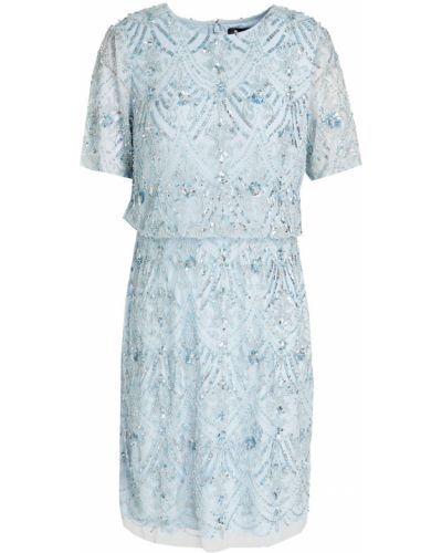 Платье мини из фатина Aidan Mattox, синее