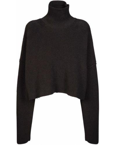 Pull col roulé en coton en tricot col roulé Balenciaga noir
