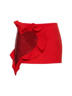 Vunena mini suknja s volanima s uzorkom srca Area crvena