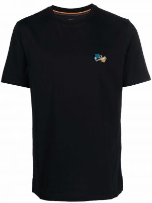 Medvilninis siuvinėtas marškinėliai Paul Smith juoda