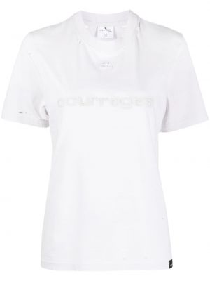 T-shirt en coton à imprimé Courrèges gris