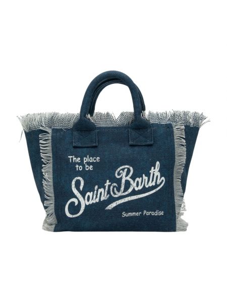 Shopper handtasche mit fransen mit print Mc2 Saint Barth blau