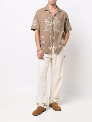 Siuvinėta marškiniai Nanushka ruda