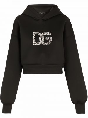 Kapučdžemperis ar kristāliem Dolce & Gabbana melns