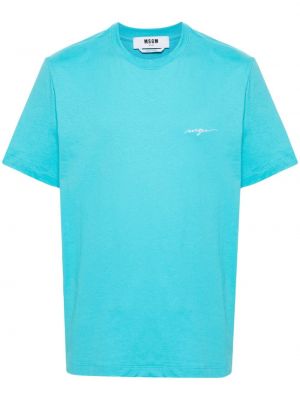 Памучна тениска бродирана Msgm синьо