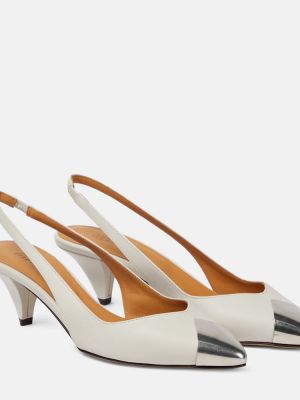 Pantofi cu toc din piele slingback Isabel Marant alb