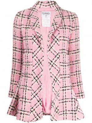 Tweed kabát Chanel Pre-owned rózsaszín
