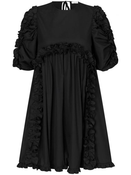 Памучна коктейлна рокля с волани Cecilie Bahnsen черно