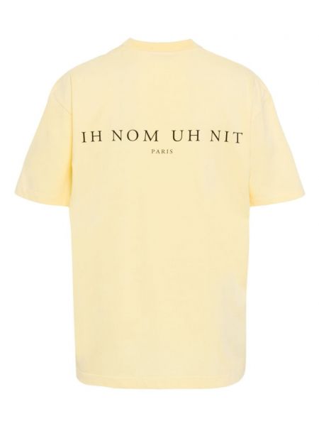 Kokvilnas t-krekls ar apdruku Ih Nom Uh Nit dzeltens