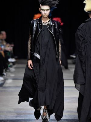 Kožené dlouhé šaty z ekologickej kože Junya Watanabe čierna