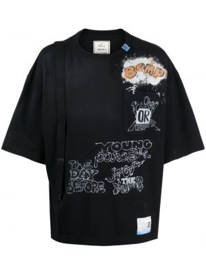 Koszulka bawełniana z nadrukiem Maison Mihara Yasuhiro czarna