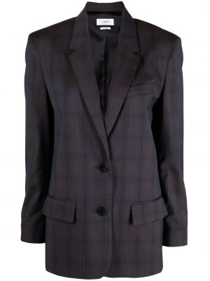 Sjekket lang blazer Isabel Marant étoile blå