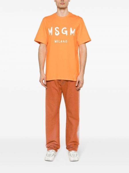 Koszulka bawełniana z nadrukiem Msgm pomarańczowa