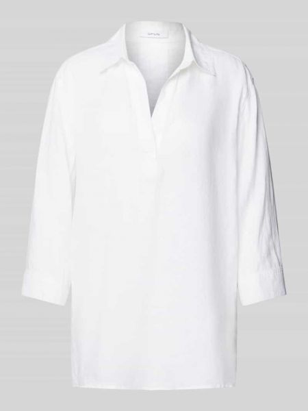 Lniana bluzka w jednolitym kolorze Opus biała