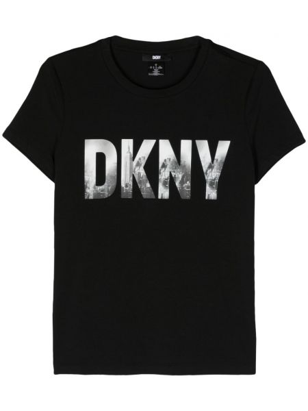 Тениска с принт Dkny черно