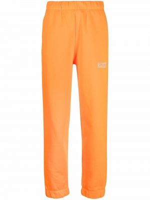 Pantaloni cu broderie Ganni portocaliu