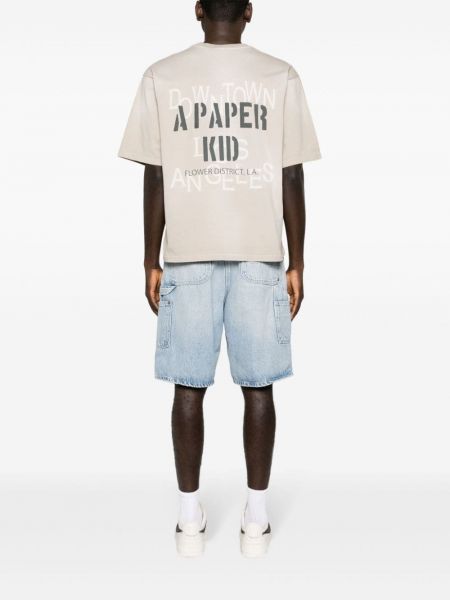 Kokvilnas t-krekls ar apdruku A Paper Kid pelēks