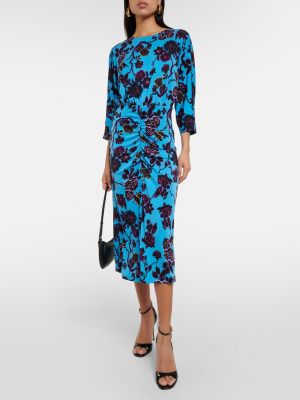 Платье миди в цветочек с принтом Diane Von Furstenberg синее