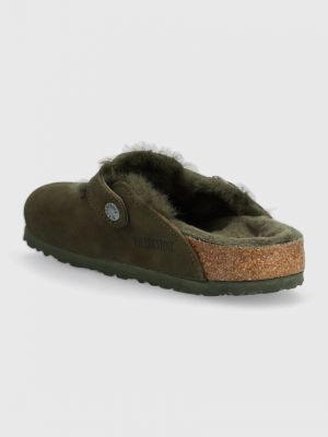 Semišové pantofle Birkenstock zelené