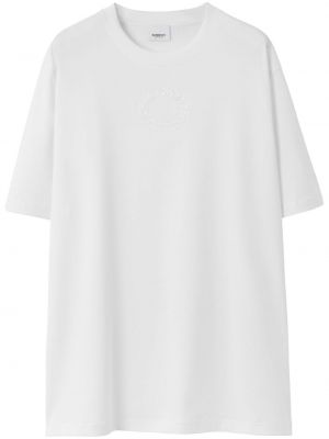 Памучна тениска бродирана Burberry бяло