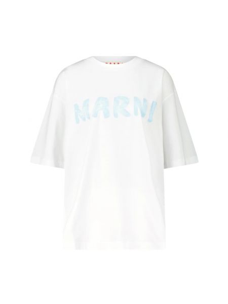 Koszulka z nadrukiem oversize Marni biała